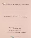 Reid Bros.-Fayscott-Reid 618HA, Surface Grinder, Operations and Maintenance Manual 1982-618HA-04